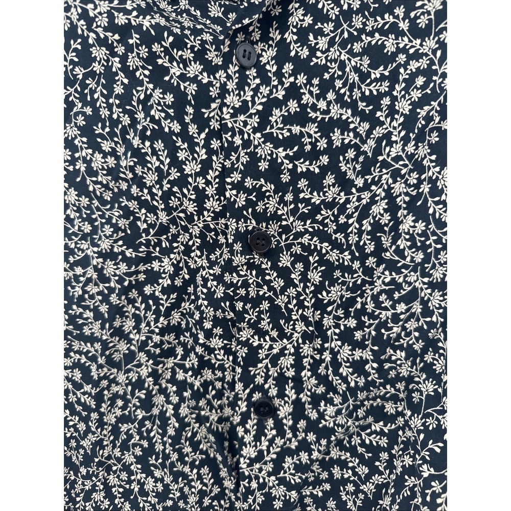 Vintage Agnes B. Homme Floral Shirt -42- 100% Cotton Black Blue - Picture 4 of 5
